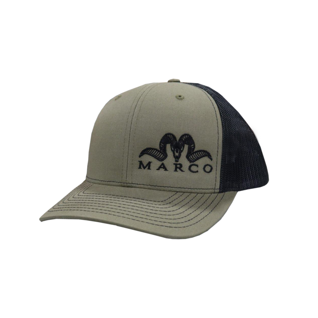 Olive Hat with Black Meshback and Black Logo